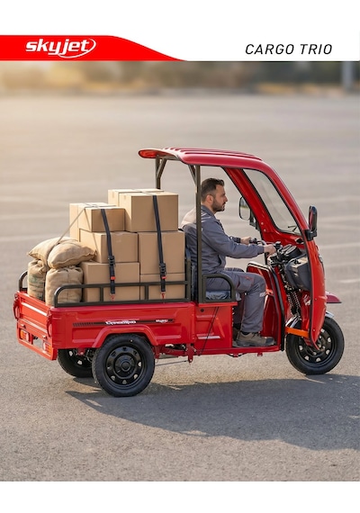 Skyjet Cargo Trıo 3 Tekerli Elektrikli Motosiklet Kirmızı