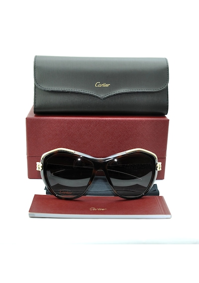 Cartier Panthere Dark Brown Cat Eye Polarize Kahverengi Kadın Güneş Gözlüğü T8201076 Kahverengi - Siyah Cartier Panthere Dark Brown Cat Eye Polarize Kahverengi Kadın Güneş Gözlüğü T8201076 Kahverengi - Siyah