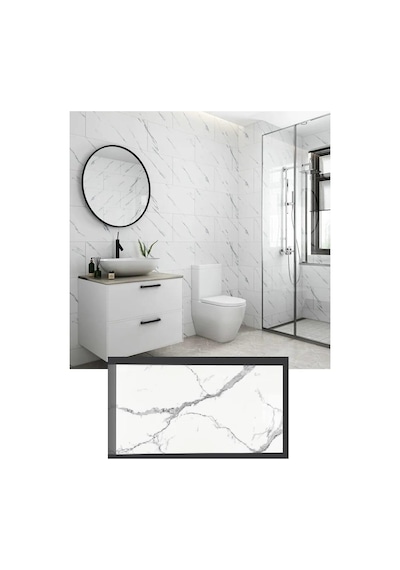 60x30cm Shiny Net Gri Mermer Desenli Yapışkanlı Karavan Prefabrik Banyo Wc Duvar Kaplama Paneli