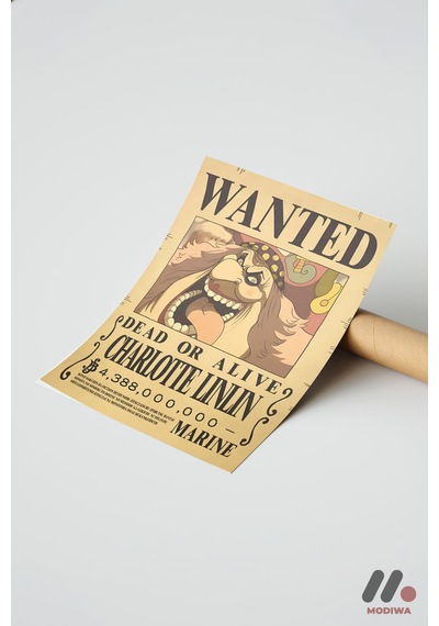 One Piece Big Mom Wanted Poster, Çerçevesiz Yüksek Kalite Duvar Afişi - Anime Severlere Özel Hediye