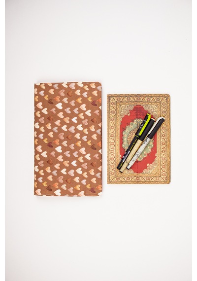 Kitap Kılıfı Kumaş Kitap Koruyucu A5 Defter Ve Kitap Uyumlu Kahverengi/desenli