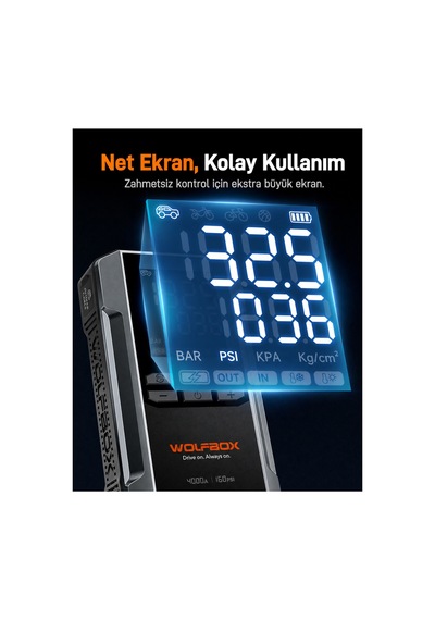 4000a Marş Yardımı, 160 Psı Kompresör 12v Akü Takviyesi 24000mah Powerbank Led Işık