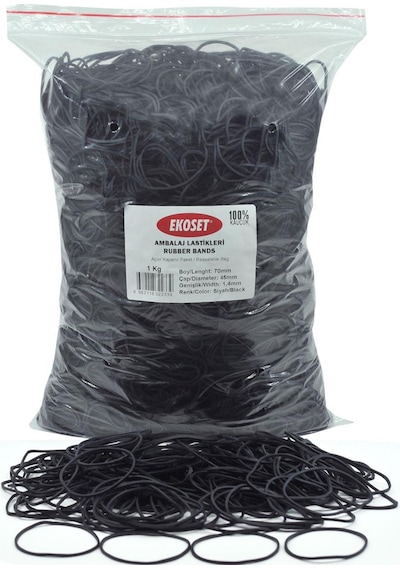 Ekoset Siyah Paket Ambalaj Para Lastiği 70Mm 1Kg
