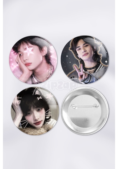 Hyunjin Stray Kids Kpop Çanta Süsü Rozet İğneli Buton Rozet Seti 3 Adet Üçlü