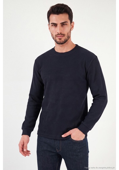 Buratti Pamuk Karışımlı Relaxed Fit Bisiklet Yaka Kazak Erkek Sweat 5905837 Lacivert