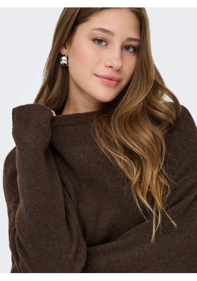 Only Kadın Onlsımonı L/s O-neck Kazak - 15368976 Kahverengi