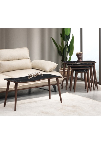 Vovvahome Salsa 4lü Mdf Ahşap Zigon Sehpa Ve Orta Sehpa - Siyah