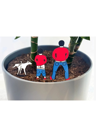 Komik Saksı Süsü 3'lü - Çiş Yapan Adam Ve Köpek Figürü Renkli