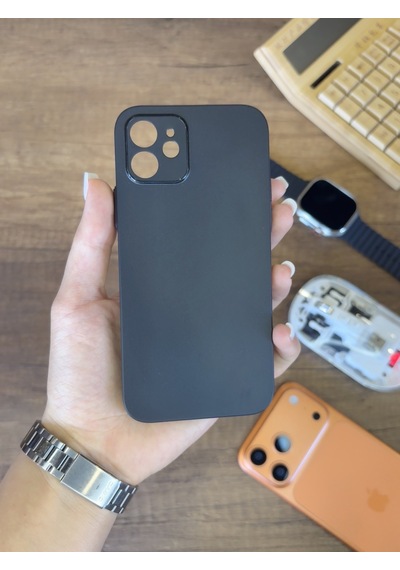 İphone 12 Uyumlu Süper İnce Mat Ultra Thin Silikon Kılıf Siyah