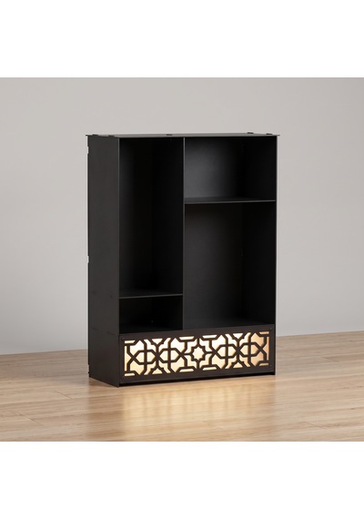 Işıklı Metal Masa Düzenleyici Masaüstü Kitaplık Minimalist Kitap Tutucu Siyah