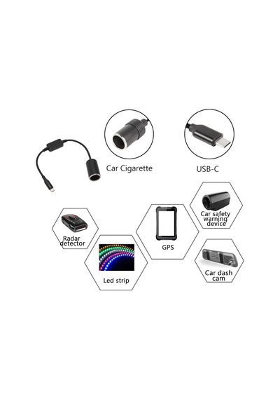 Type C To Çakmak Adaptörü, 5v -12v Araba Cihazları İçin Güç Kaynağı