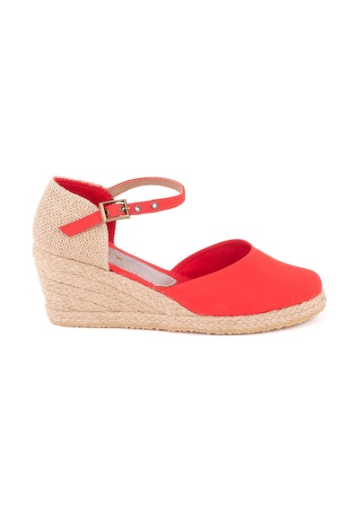 Star Tombis Gerçek Elişi Hasır Dolgu Topuk Keten Hasır Kadın Espadril Handmade Kırmızı