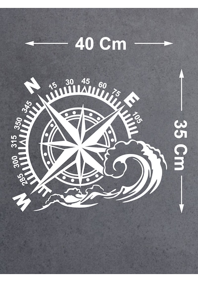 Pusula Ve Dalga Sticker - 4x4 Off Road Adventure Kamp Sticker - Araba Oto Karavan Motosiklet Sticker - 00067 40x35 Cm