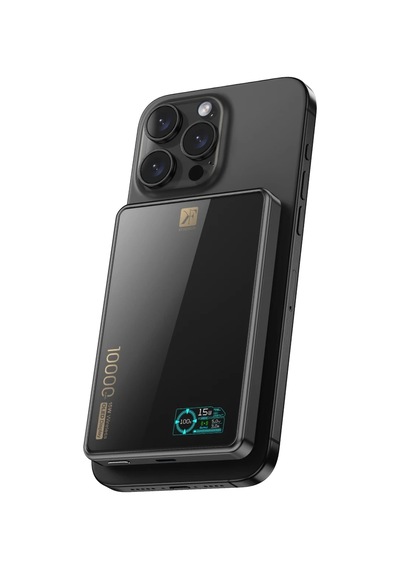 Pw598 10.000 Mah Dijital Göstergeli 20w Type-c Ve 15w Kablosuz Şarj Pd Hızlı Şarj Magsafe Powerbank - Siyah For İphone 14 Pro