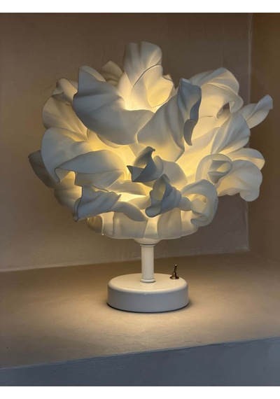 Beyaz Atelier Tasarım Kablosuz Pilli Masa Lambası - Alt Beyaz