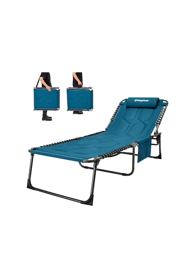 Kingcamp Bavaria Cozy Premium 5 Kademeli Katlanır Şezlong Blue Mavi