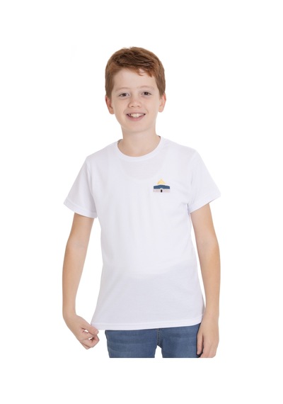 Zaytoon Unisex Çocuk Kısa Kollu Yan Renki Kübbet'ü Sahra Nakışlı Tişört Beyaz