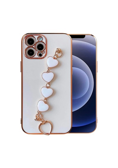 Ally Apple iPhone Uyumlu 13 Pro 6.1inç Kılıf Kalp Bileklik Tutuculu Lüx Silikon Askılı Kılıf- 5775 Mor