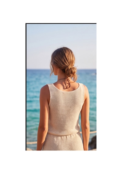 Butik İstanbul Kadın Askılı Kare Yakalı Belden Bağcıklı Triko Pareo Beyaz