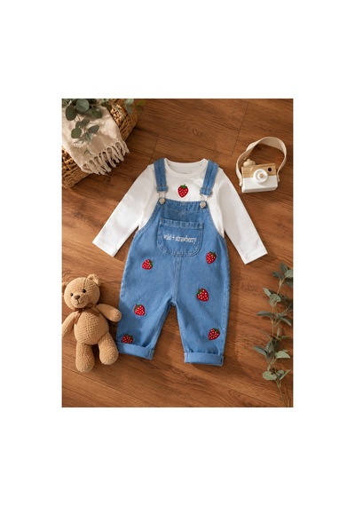 Baby Buu Çilek Nakışlı Denim Kotlu Mevsimlik 2'li Kız Bebek Salopet Tulum Takımı 6-9ay, 9-12ay, 12-18ay, 18-24ay Beyaz Beyaz Baby Buu Çilek Nakışlı Denim Kotlu Mevsimlik 2'li Kız Bebek Salopet Tulum Takımı 6-9ay, 9-12ay, 12-18ay, 18-24ay Beyaz Beyaz