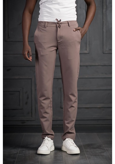 Perpant Beli Lastikli Ve İplikli Likralı Slimfit Yazlık Kumaş Jogger Pantolon Kahverengi Perpant Beli Lastikli Ve İplikli Likralı Slimfit Yazlık Kumaş Jogger Pantolon Kahverengi