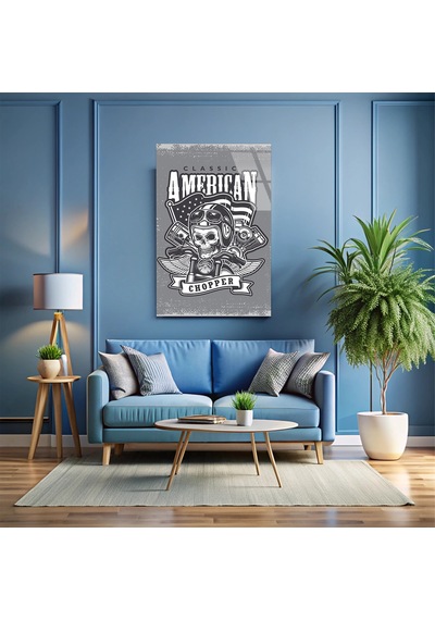 Classic American Chopper Kurukafa - Cam Tablo - Deg0511 35 X 50 Cm