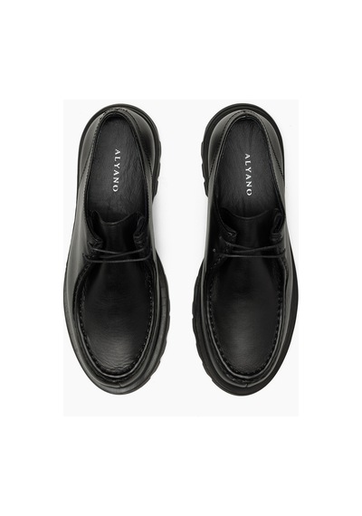 Devin Hakiki Deri Siyah Cilt Bağcıklı Loafer Kadın Ayakkabı