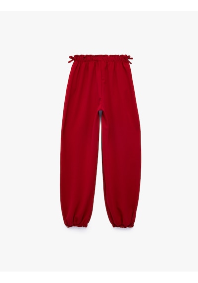 Koton Balon Form Pantolon Fiyonklu Beli Lastikli Bol Kesim Bordo 7wkg40124ak
