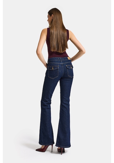 it's basic Kadın İndigo Selvedge 7s6-50 Sln05 Flare Fit Esnek Kumaş Denim Jean
