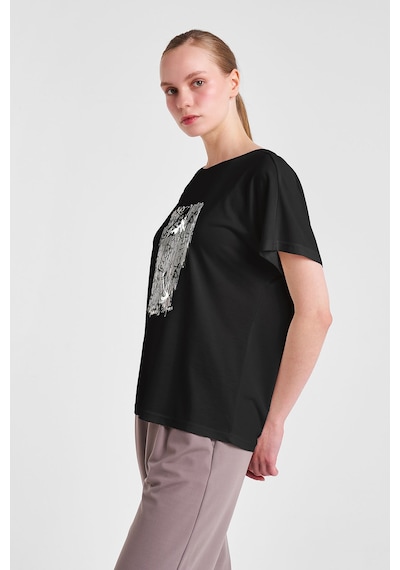 Lescon Kadın Kısa Kollu T-shirt 25n-2118 Siyah