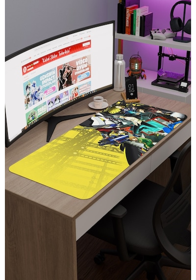 Persona 4 Kaymaz Dikişli Kauçuk Oyuncu Mousepad V1 - 90x40 Xxl Gaming Mouse Pad Fare Altlığı