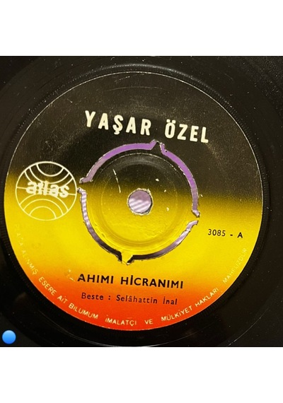Yaşar Özel - Ahımı Hicranımı / Kader Bizi Bağlayınca - Atlas Plak 45'lik