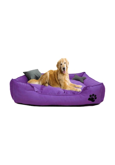 Mavi Vitrin Yıkanabilir Kumaş Pati İşlemeli Büyük Irk Köpek Yatağı L 100 x 80 CM