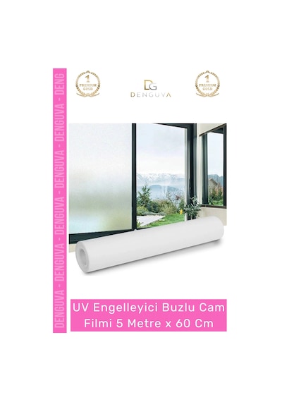 Camfilmi Uv Engelleyici Gizlilik Sağlayan Yapışkanlı Dekoratif Buzlu Cam Filmi 5 Metre X 60 Cm