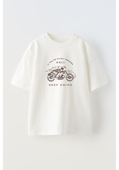 Thewert Unisex Hell Keep Goıng Tasarım Baskılı Pamuk Beyaz Oversize T-shirt