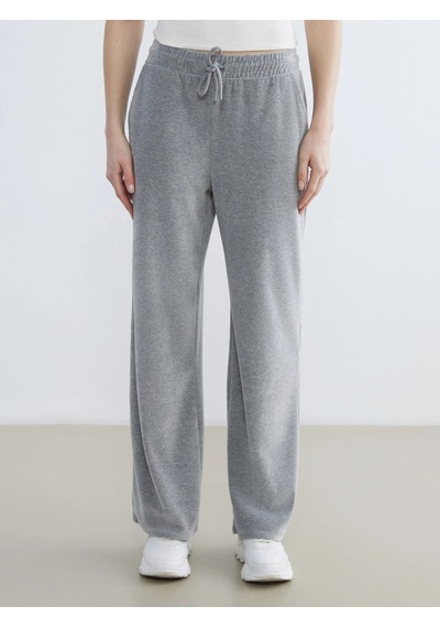 LC Waikiki Lcw Vision Gri Beli Lastikli Kadife Kadın Eşofman Altı Grey Melange