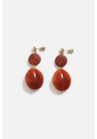 Oval Sallantılı Küpe Kahve