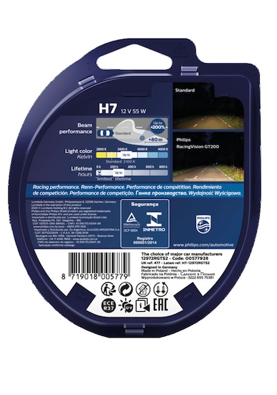 Philips H7 Ampul Seti Racing Vision Gt200 +%200 Fazla Işık