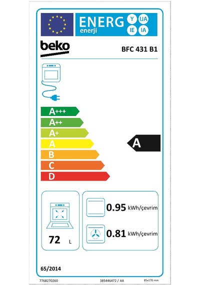Beko BFC 431 B1 72 L Buhar Destekli Fırın