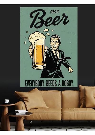 Retro Bira Reklam Posteri Dekoratif Kanvas - Mdf Ahşap Tablo