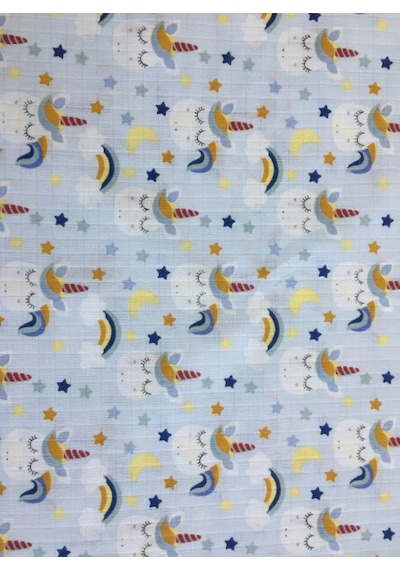 Müslin Örtü 75x85 Ağız Bezi Hediyeli mavi