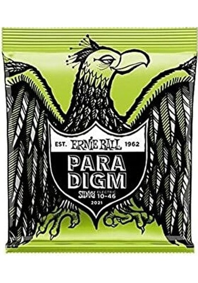 Ernie Ball P02021 Elektro Gitar Tel Seti - Paradigm Regular Slinky Üst Segment - Kırılmaz Seri Plazma Takviyeli Çelik Çekirdek, Maksimum Dayanıklılık Ve Paslanma Direnci Ölçü: .010 - .046 6'lı Tam Takım Set