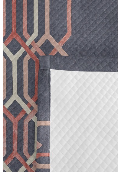Geometrik Gri Genç Odası Tek Kişilik Pike Takımı-modern Pudra Somon 160x220 Cm Kapitone Yatak Örtüsü Mahmur Duman Kabuğu