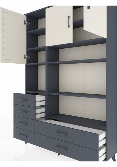 Arges Dolap 9 Raflı 6 Çekmeceli 3 Kapaklı 132x30x195 Antrasit-aytaşı/antrasit Aytası/antrasıt Arges Dolap 9 Raflı 6 Çekmeceli 3 Kapaklı 132x30x195 Antrasit-aytaşı/antrasit Aytası/antrasıt