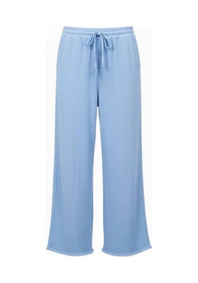 Dıanna Kadın Beli Lastikli Wide Leg Müslin Pantolon %100 Pamuk Geniş Bol Paça Rahat Ofis & Günlük Stil Bebe Mavi Dıanna Kadın Beli Lastikli Wide Leg Müslin Pantolon %100 Pamuk Geniş Bol Paça Rahat Ofis & Günlük Stil Bebe Mavi