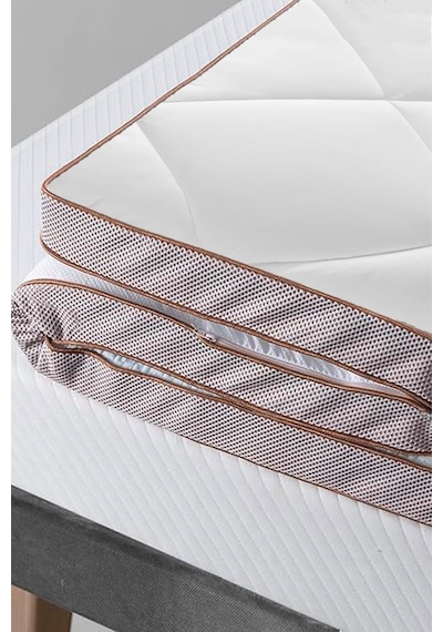 Topper 4.0 - Lateks Yatak Pedi - %100 Pamuk Air Cool Nefes Alabilen Kılıflı Beyaz