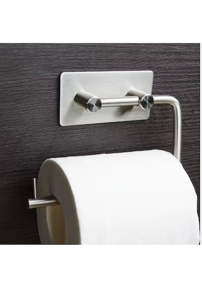 Tuvalet Kağıtlığı Yapışkanlı Çift Çubuklu Paslanmaz Çelik Krom Rengi Krom