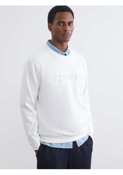 Lcw Vision Beyaz Bisiklet Yaka Baskılı Erkek Sweatshirt