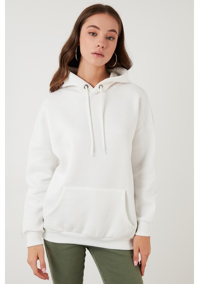 Lela Regular Fit Pamuklu Kapüşonlu Yaka Şardonlu Kışlık 2'Li Paket Bayan Sweat 5863854S2 Gri Melanj-Ekru