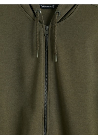 Lcwaıkıkı Basic Haki Erkek Fermuarlı Sweatshirt